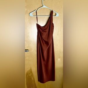 Maroon BHLDN One Shoulder Dress